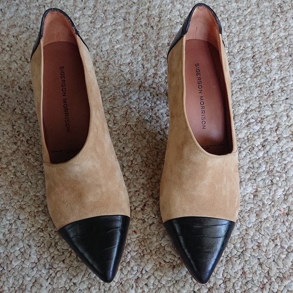 Sigerson Morrison Tan and Black booties size 5.5 - Picture 3 of 14